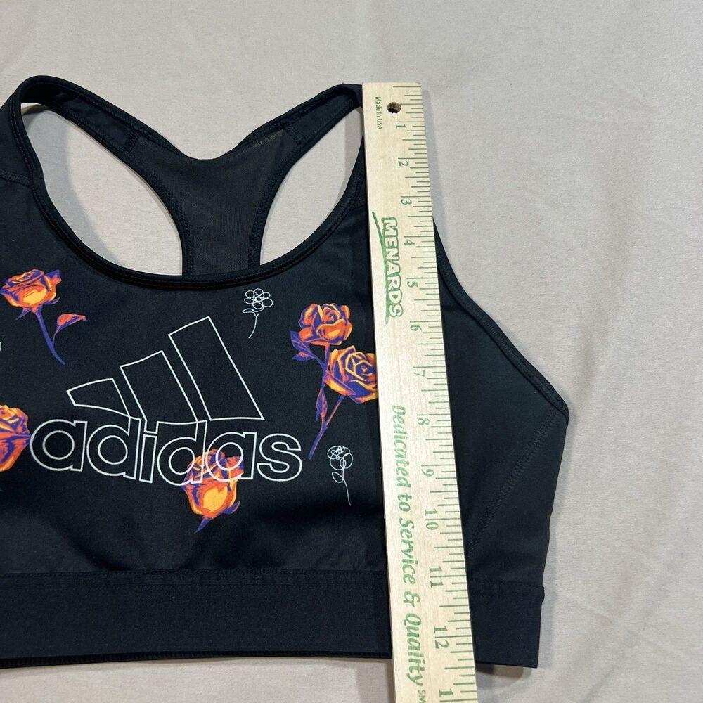 adidas Women's Floral GFX Low Support Sports Bra - Black/Orange Roses Sz L - Picture 3 of 6